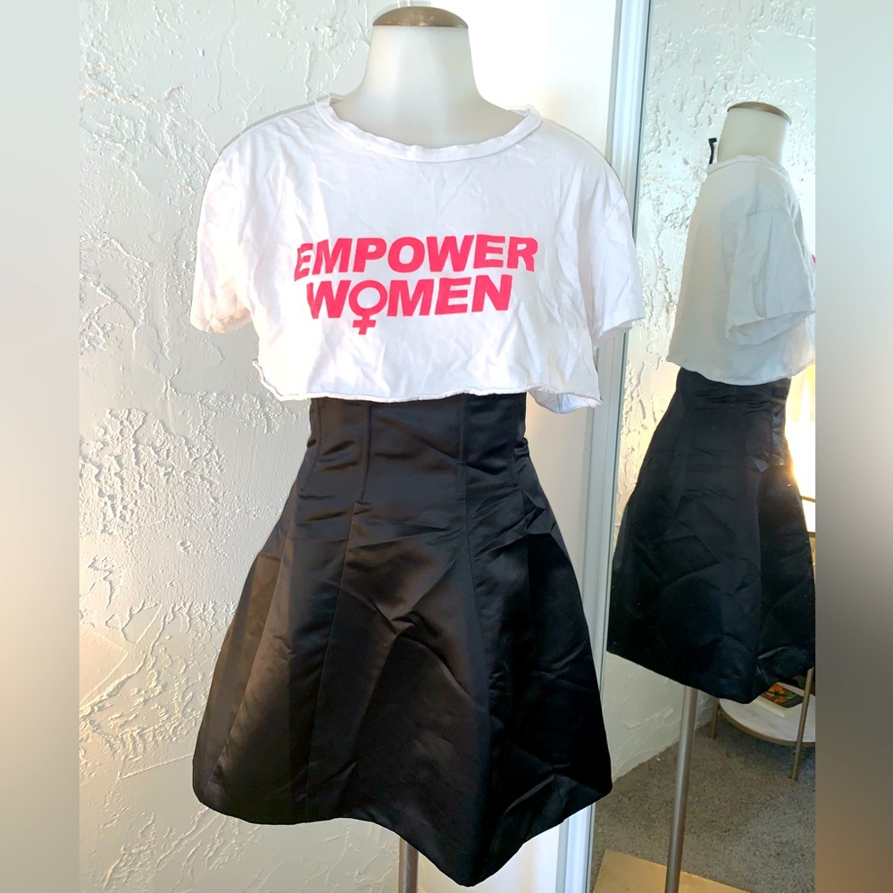 Corset style waist black silk skirt